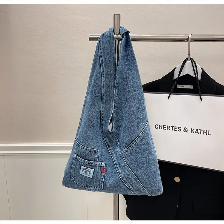 Vintage Denim Shoulder Bag 2025 New Style Distinctive Street Trendy Canvas Bag Student All-match Large Capacity Satchel luggage and leather goods — feature 29