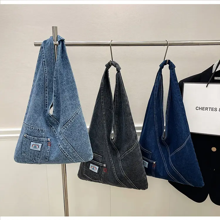 Vintage Denim Shoulder Bag 2025 New Style Distinctive Street Trendy Canvas Bag Student All-match Large Capacity Satchel luggage and leather goods — feature 30