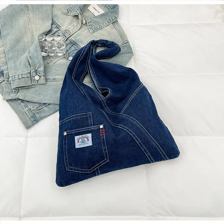 Vintage Denim Shoulder Bag 2025 New Style Distinctive Street Trendy Canvas Bag Student All-match Large Capacity Satchel luggage and leather goods — feature 31