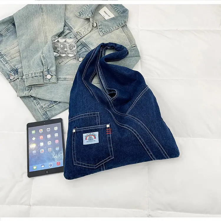 Vintage Denim Shoulder Bag 2025 New Style Distinctive Street Trendy Canvas Bag Student All-match Large Capacity Satchel luggage and leather goods — feature 32