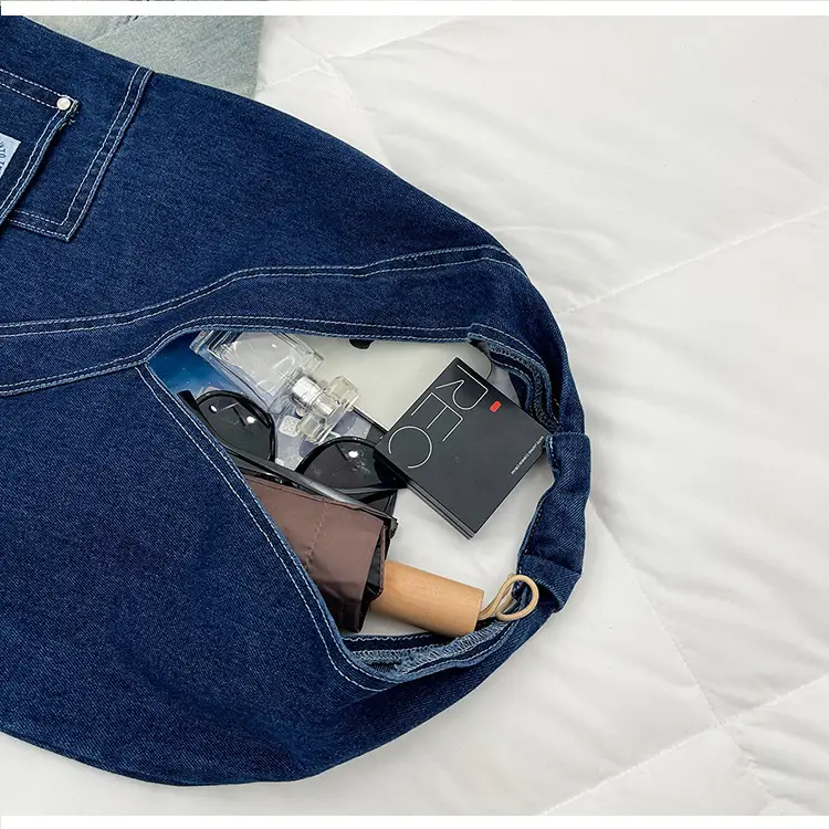Vintage Denim Shoulder Bag 2025 New Style Distinctive Street Trendy Canvas Bag Student All-match Large Capacity Satchel luggage and leather goods — feature 38