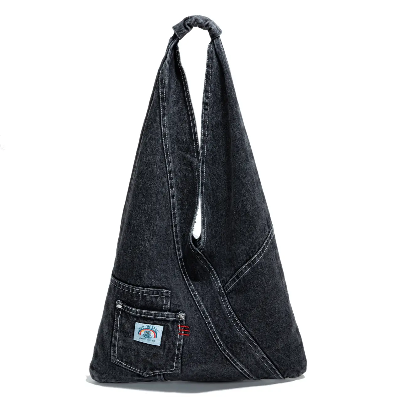 Vintage Denim Shoulder Bag 2025 New Style Distinctive Street Trendy Canvas Bag Student All-match Large Capacity Satchel luggage and leather goods - Image 3