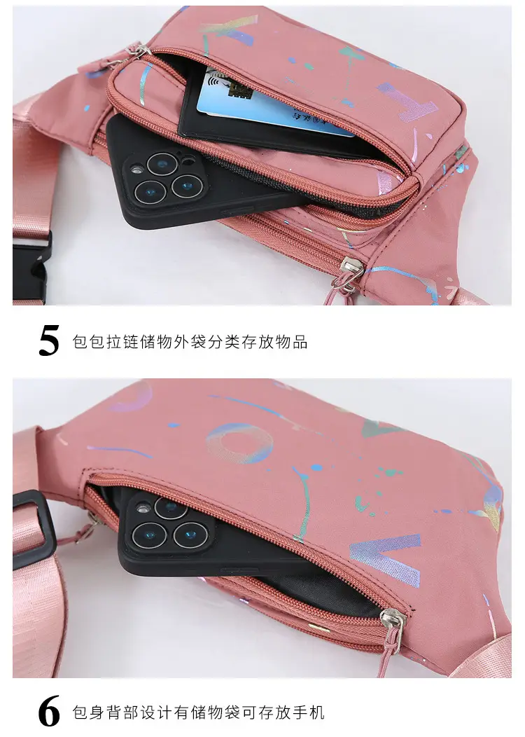 Leather Wallet Bag for Men Women Light Blue Party Print — feature 34