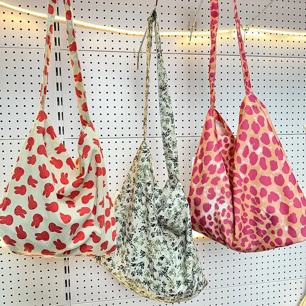 2025 Korean Style Floral Cloth Bags Large Capacity
