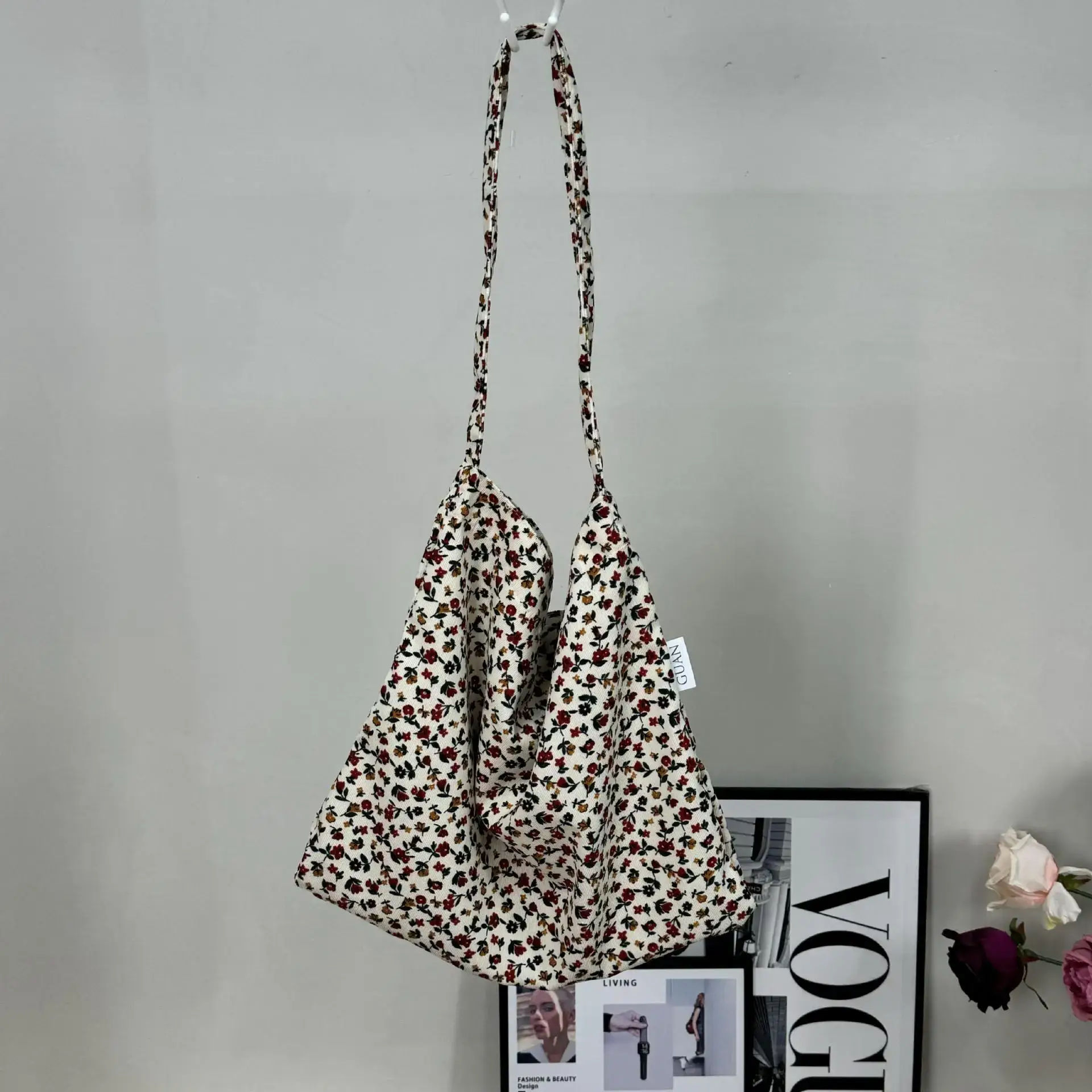 2025 Korean Style Floral Cloth Bags Large Capacity