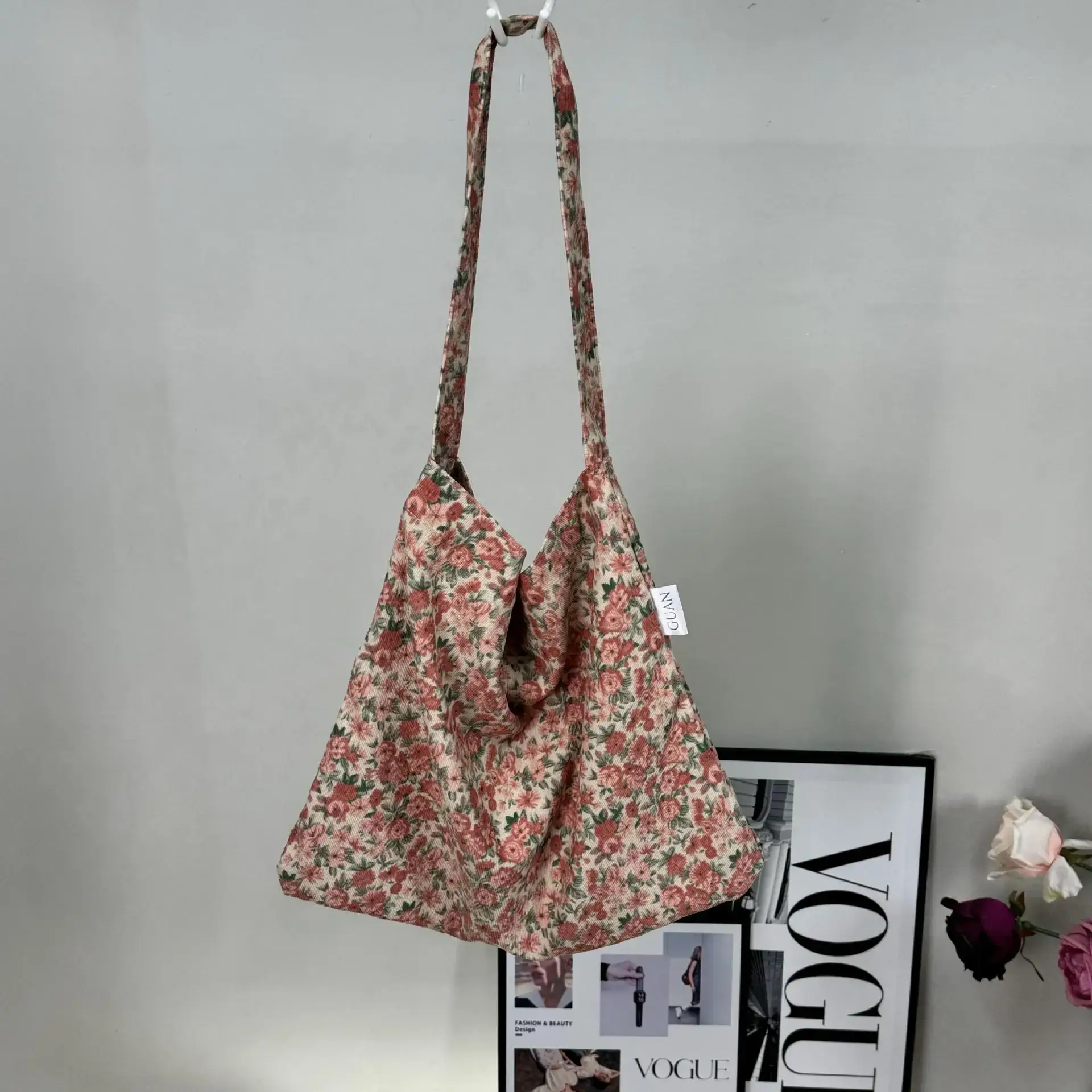 2025 Korean Style Floral Cloth Bags Large Capacity