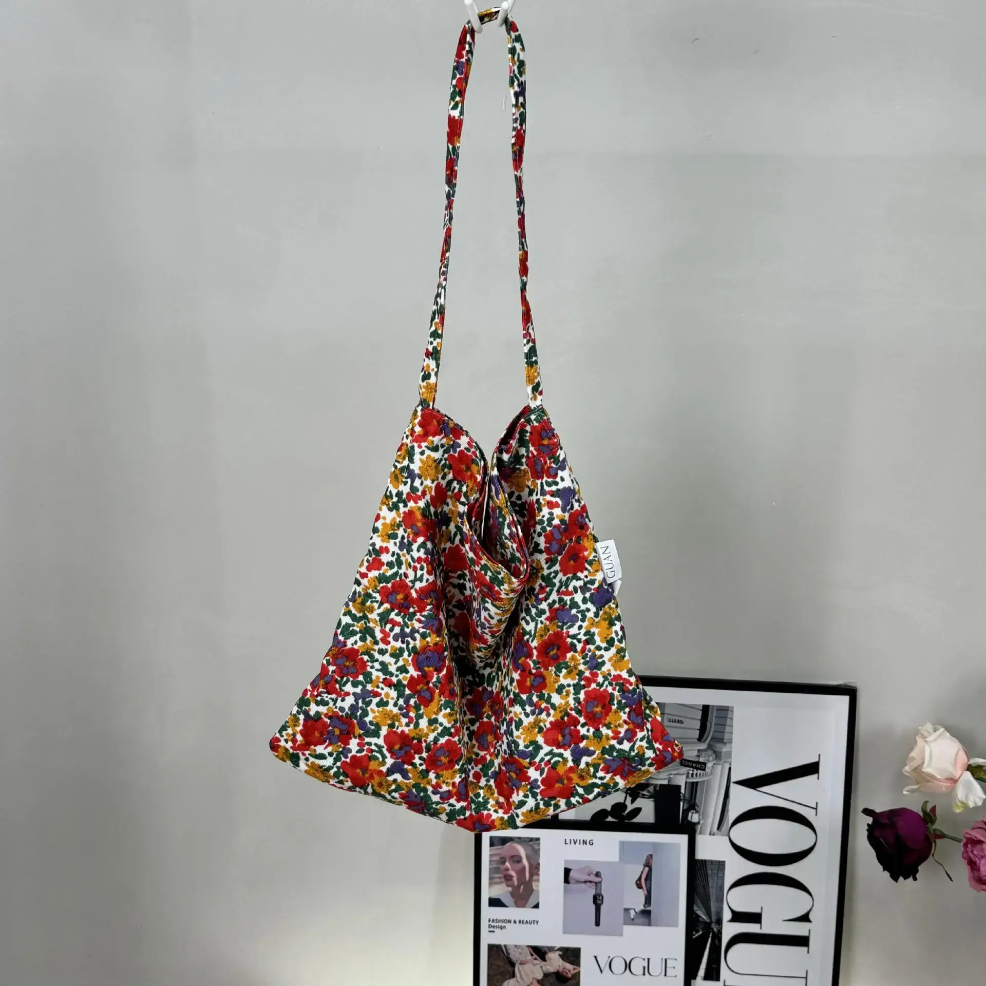 2025 Korean Style Floral Cloth Bags Large Capacity
