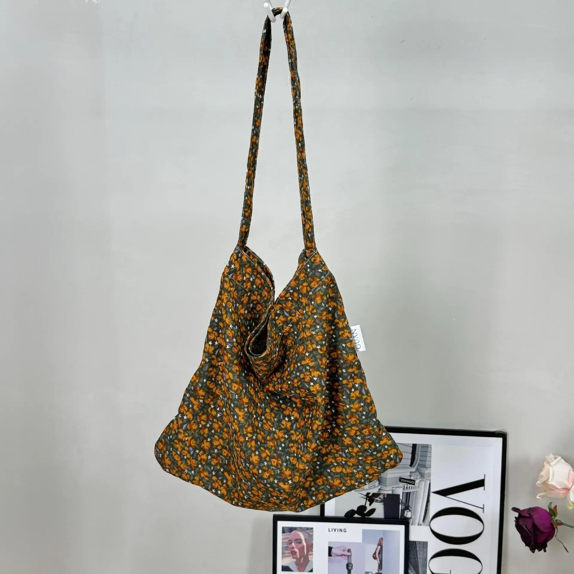 2025 Korean Style Floral Cloth Bags Large Capacity