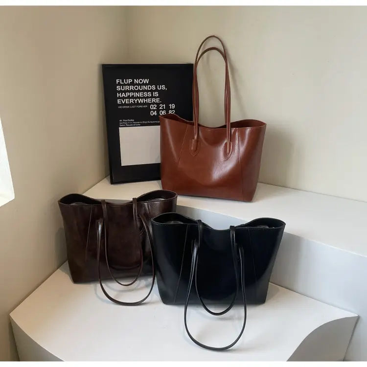 Large Capacity Tan Leather Tote Bag for Women — feature 22