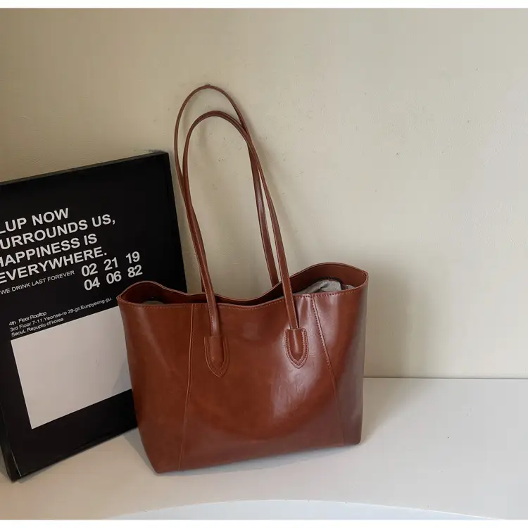 Large Capacity Tan Leather Tote Bag for Women — feature 25