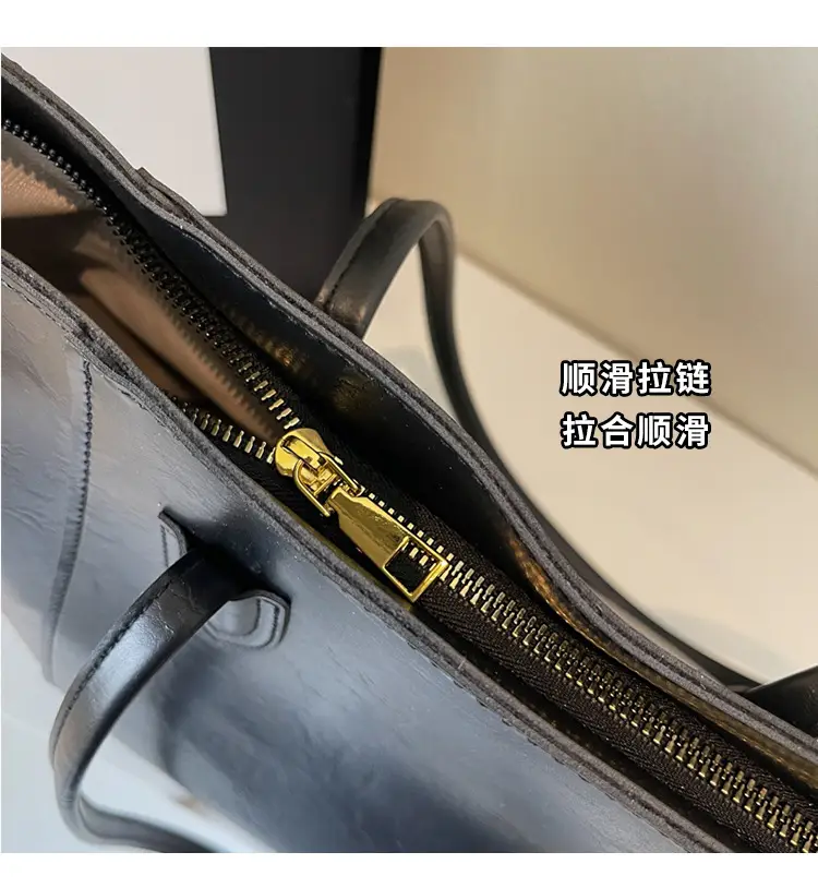 Large Capacity Tan Leather Tote Bag for Women — feature 4