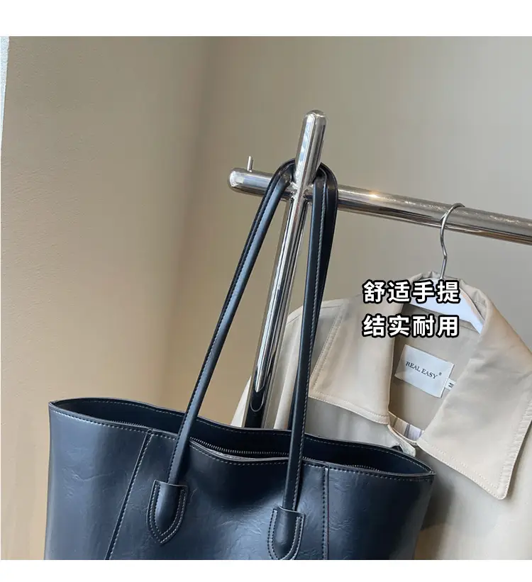 Large Capacity Tan Leather Tote Bag for Women — feature 5