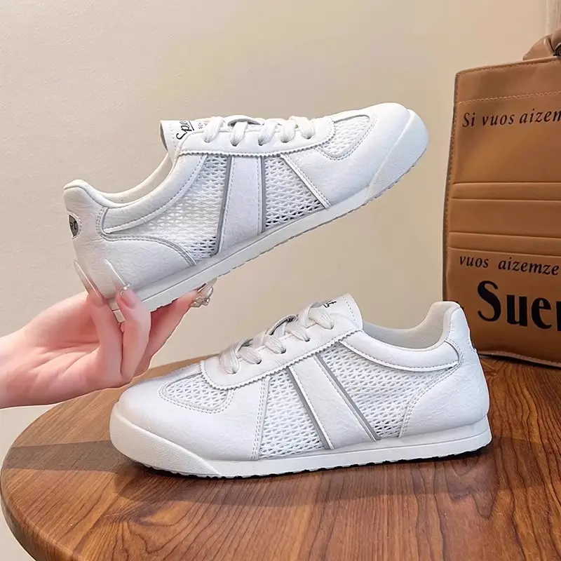 Desun Shoes Women's 2025 New Spring All-match Flat Casual Sports Forrest Gump Shoes Mesh Breathable Casual White Shoes - Image 3