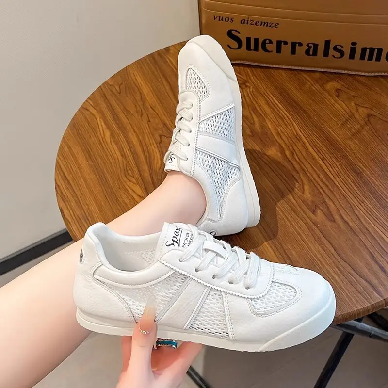 Desun Shoes Women's 2025 New Spring All-match Flat Casual Sports Forrest Gump Shoes Mesh Breathable Casual White Shoes - Image 2