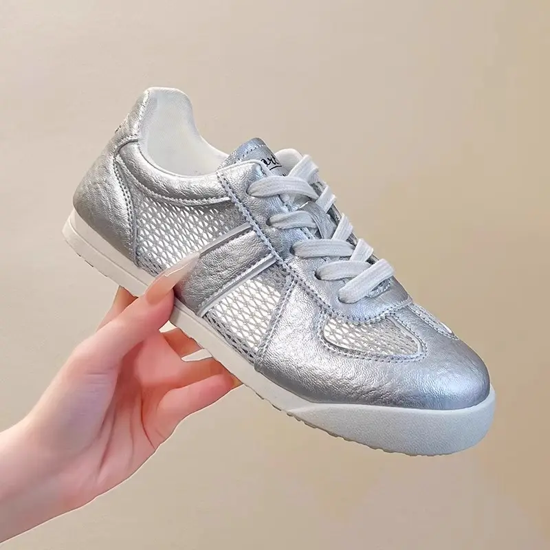 Desun Shoes Women's 2025 New Spring All-match Flat Casual Sports Forrest Gump Shoes Mesh Breathable Casual White Shoes - Image 4