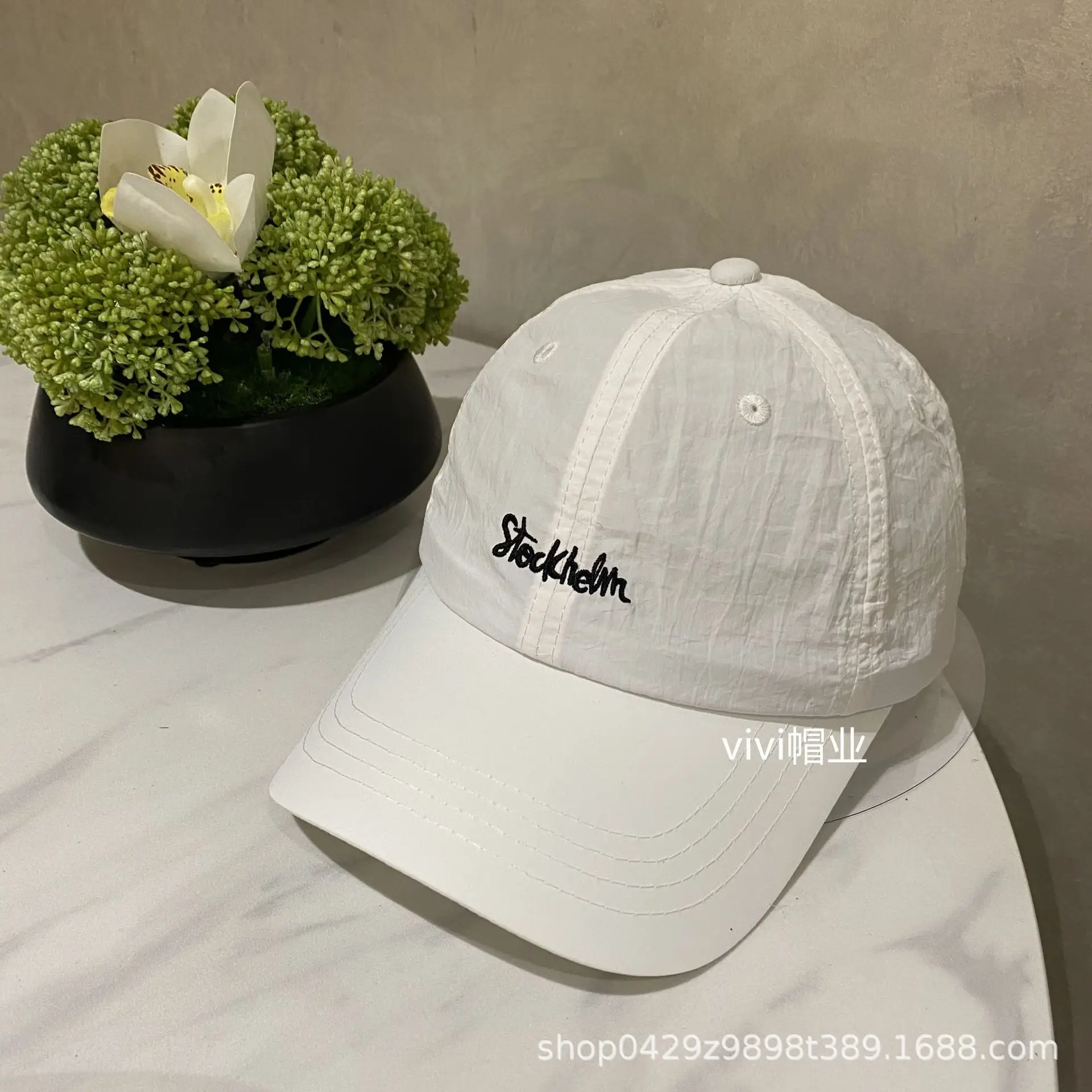 Korean Style Embroidered Baseball Cap Women Black - Image 10