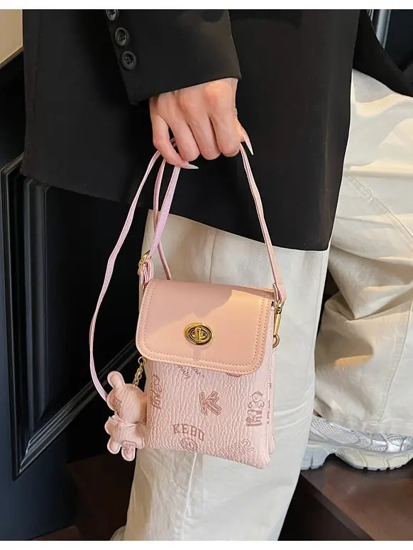 Korean Bear Crossbody Bag for Women Mini Mobile Bag