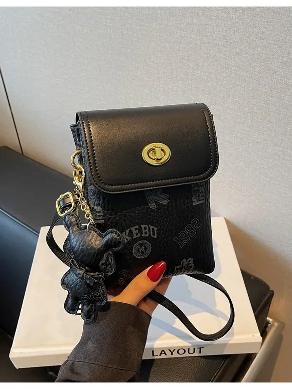 Korean Bear Crossbody Bag for Women Mini Mobile Bag