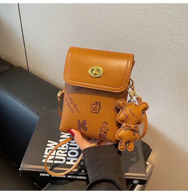 Korean Bear Crossbody Bag for Women Mini Mobile Bag