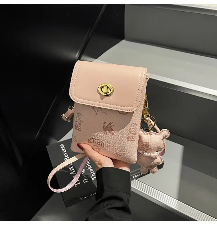Korean Bear Crossbody Bag for Women Mini Mobile Bag