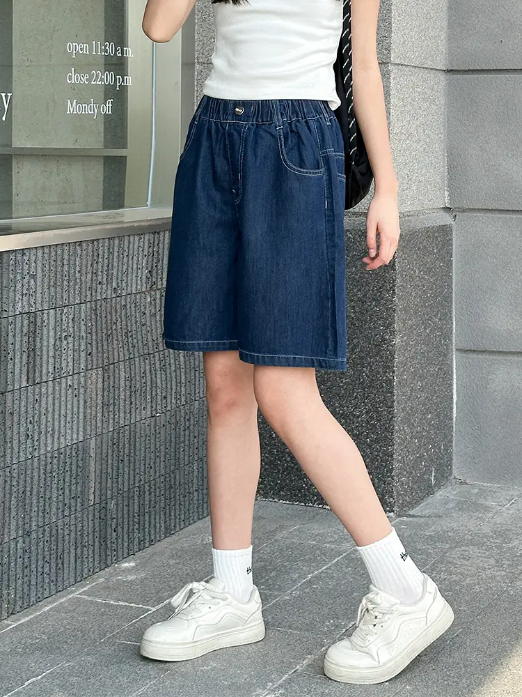 2025 New Summer Girls Denim Shorts Outer Wear Teen Shorts - Image 3