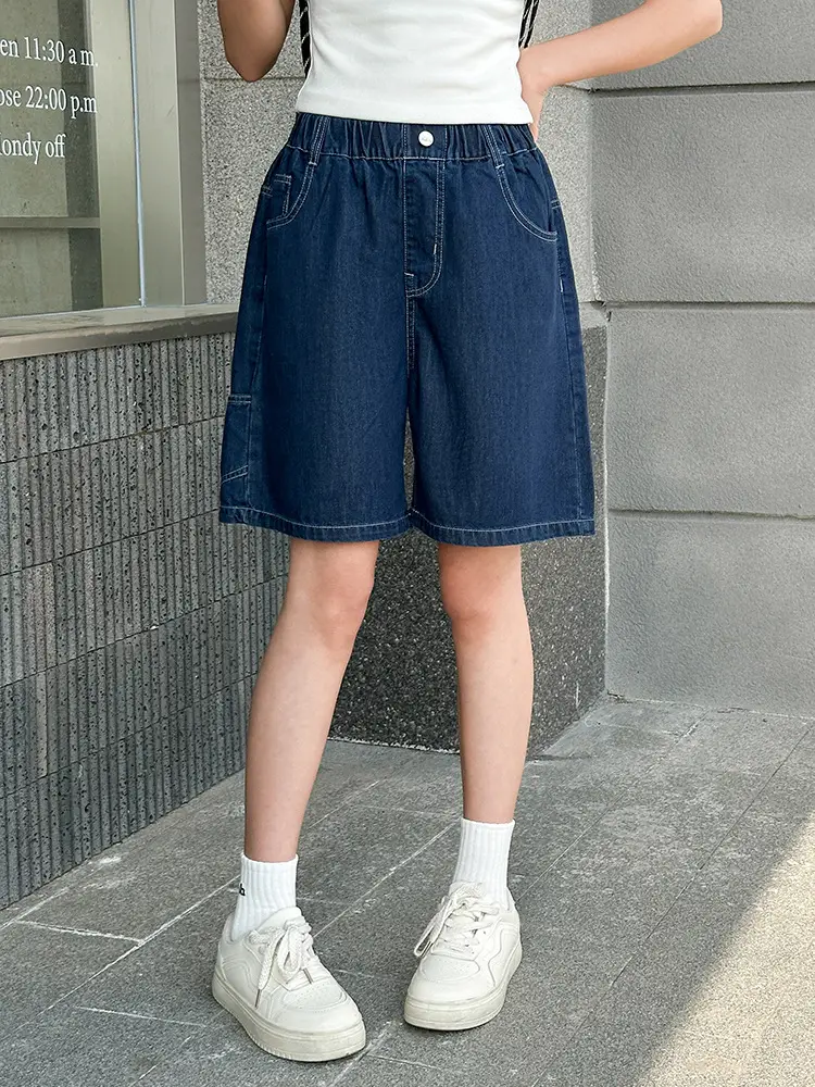 2025 New Summer Girls Denim Shorts Outer Wear Teen Shorts - Image 5