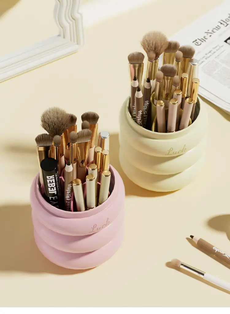 Rotating Makeup Brush Storage Box 250mm Dustproof Desk — feature 15