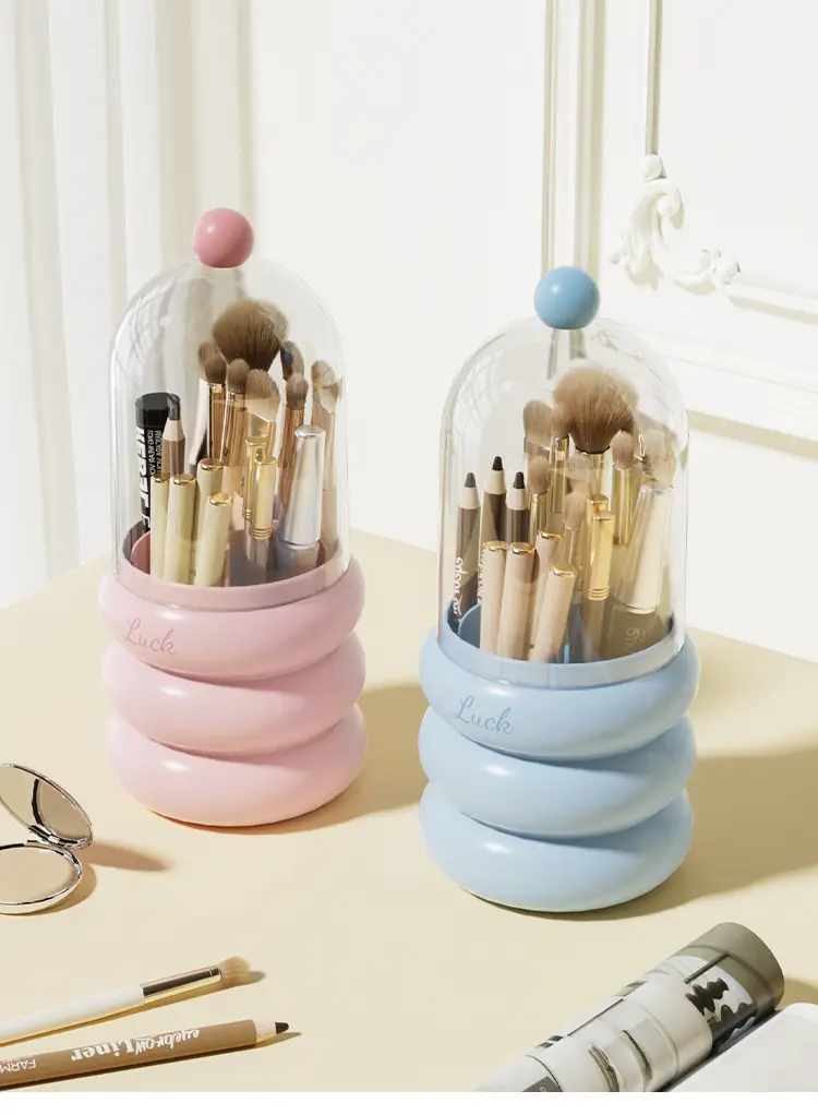 Rotating Makeup Brush Storage Box 250mm Dustproof Desk — feature 16
