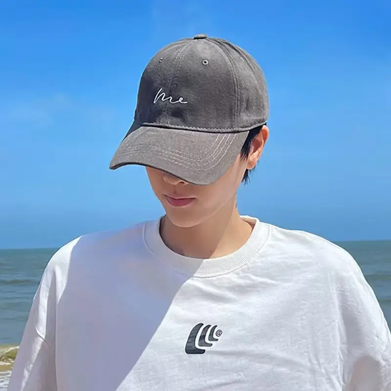 Men's Korean Letter Sun Hat Olive Green Big Cap - Image 10