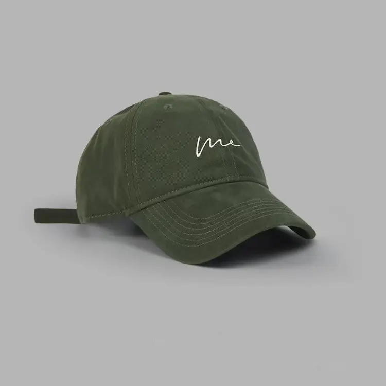 Men's Korean Letter Sun Hat Olive Green Big Cap - Image 4