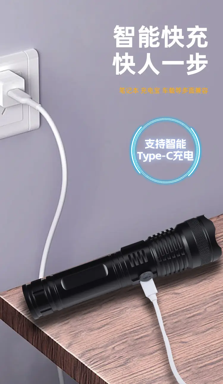 Cross-Border Flashlight with Laser Wick & Zoom β feature 11
