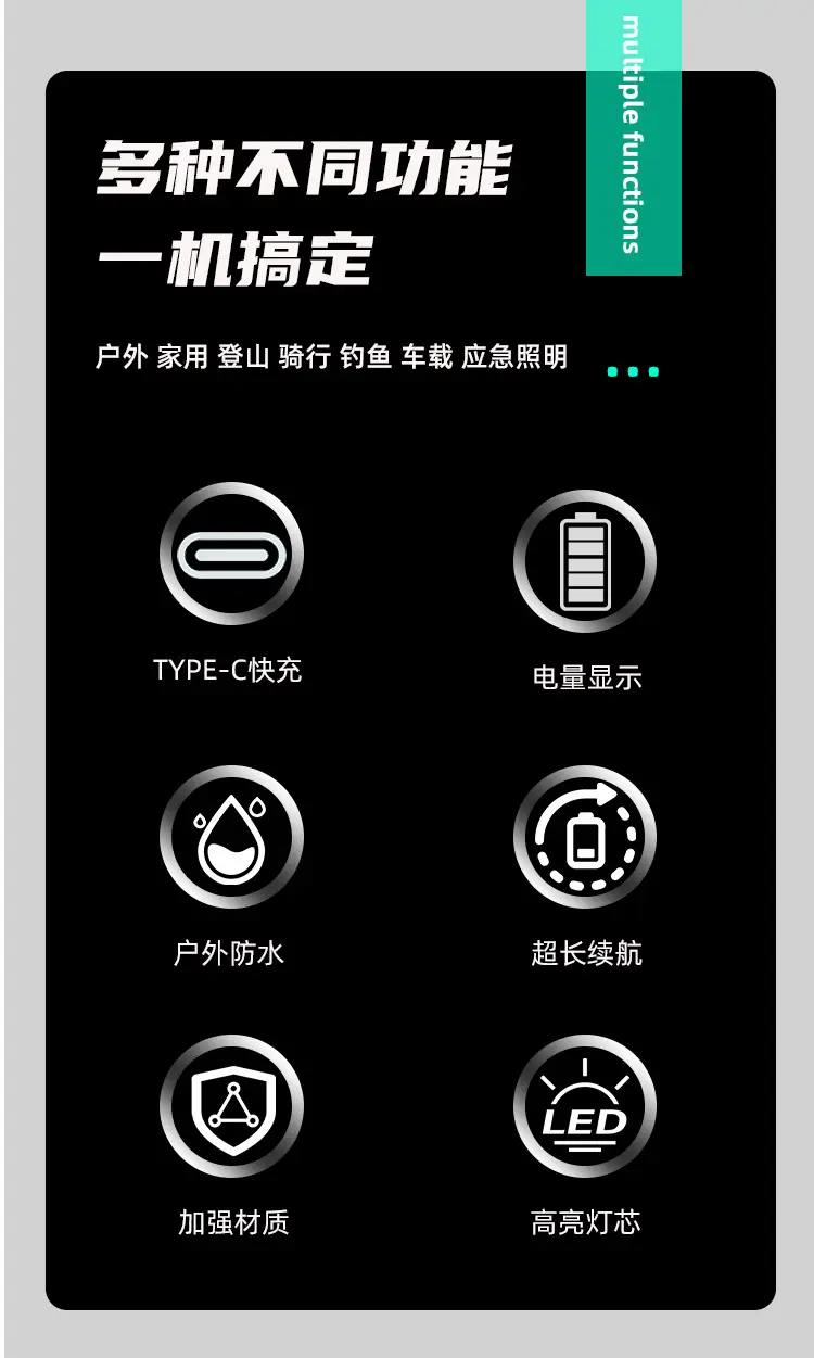 Cross-Border Flashlight with Laser Wick & Zoom β feature 3