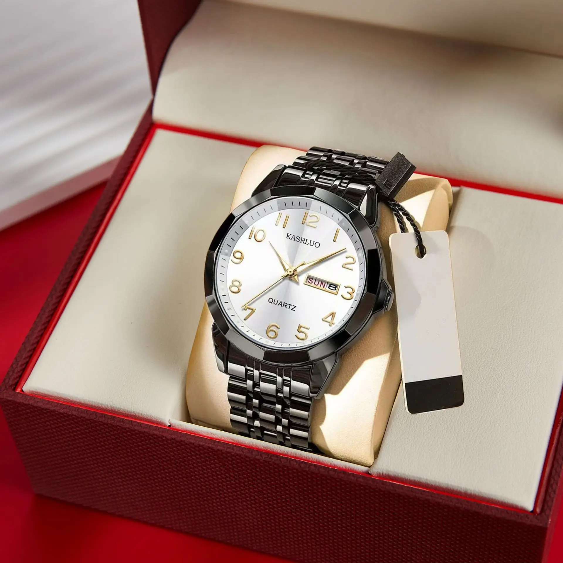 Luxury Men's Quartz Watch Blue Dial Steel Band - Image 11