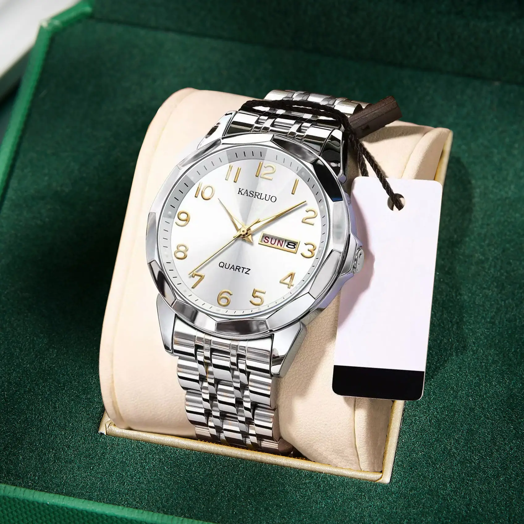 Luxury Men's Quartz Watch Blue Dial Steel Band - Image 2