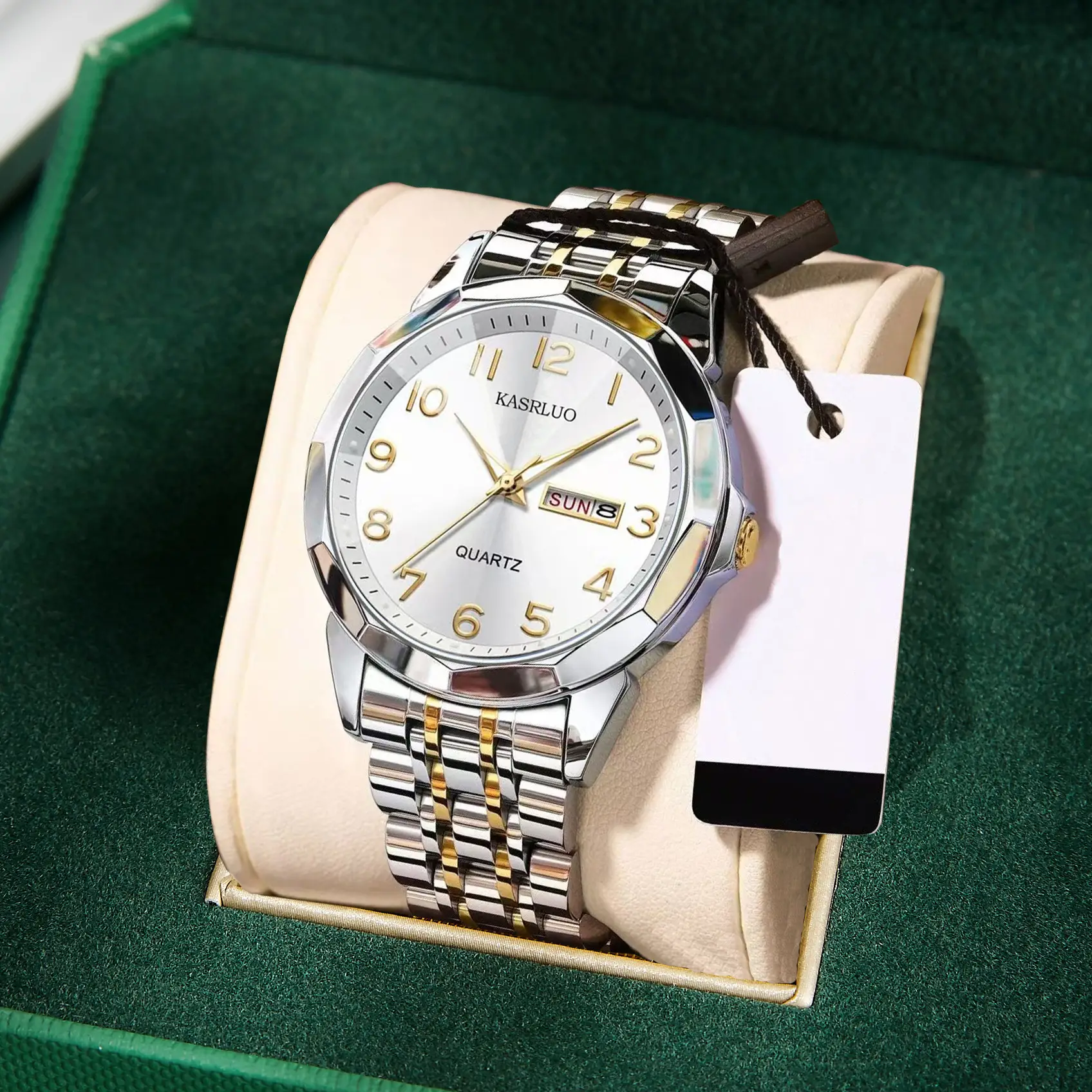 Luxury Men's Quartz Watch Blue Dial Steel Band - Image 5