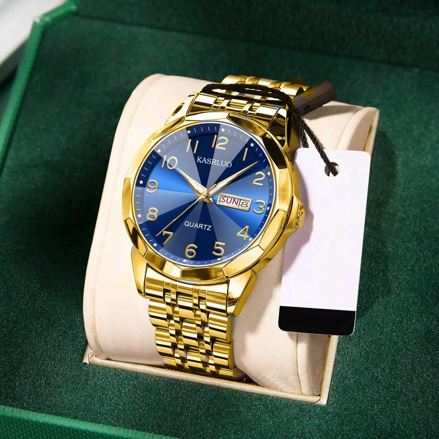 Luxury Men's Quartz Watch Blue Dial Steel Band - Image 7