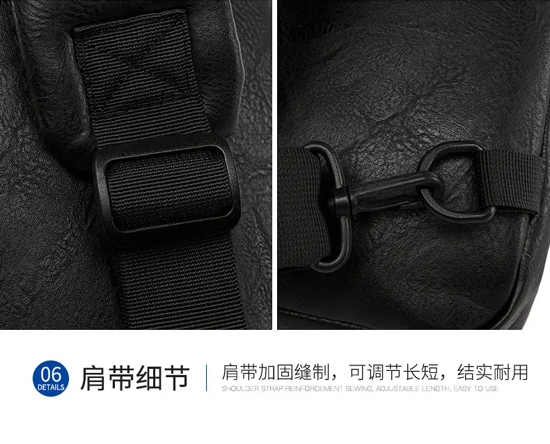 USB Charging Password Lock Men's Black Chest Bag — feature 15