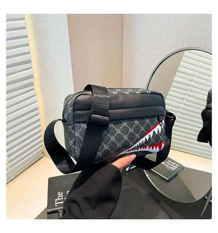 2025 Women's Black Geometric Crossbody Bag with Mobile Phone Holder - Image 2