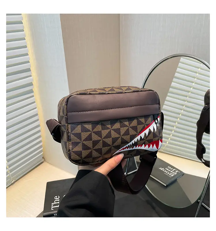 2025 Women's Black Geometric Crossbody Bag with Mobile Phone Holder - Image 3