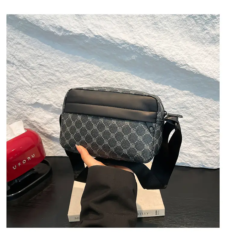 2025 Women's Black Geometric Crossbody Bag with Mobile Phone Holder - Image 4