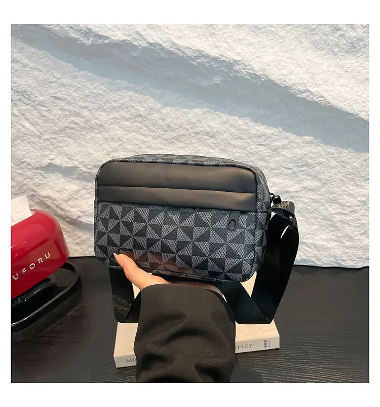 2025 Women's Black Geometric Crossbody Bag with Mobile Phone Holder - Image 5