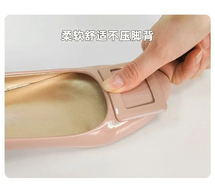 2026 New Style French High Heels, Comfortable Professional Shoes, Stylish Square Buckle Mid-Heel Nude Round-Toe Single Shoes for Women — feature 8