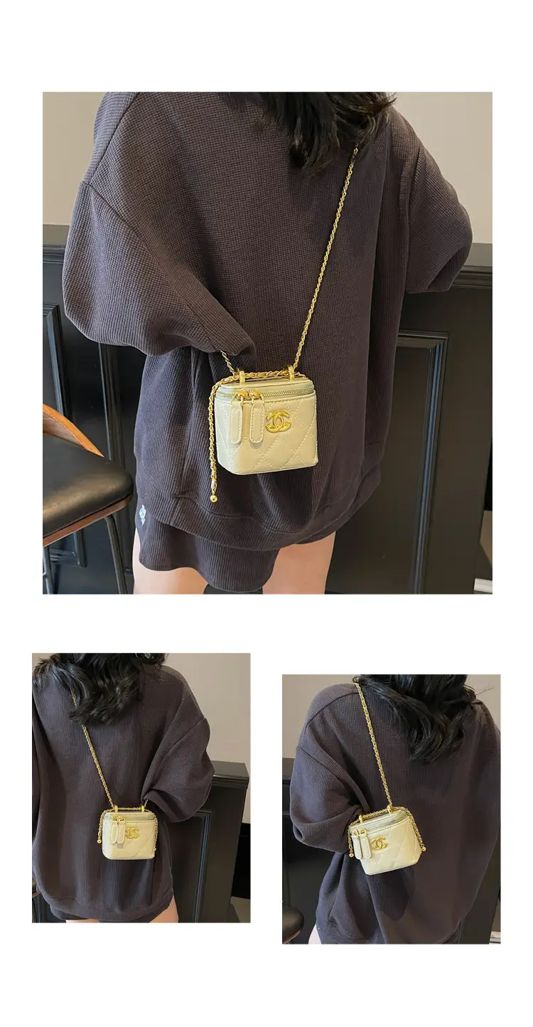 Mini Crossbody Bag Women Chain Shoulder Strap Cream — feature 14