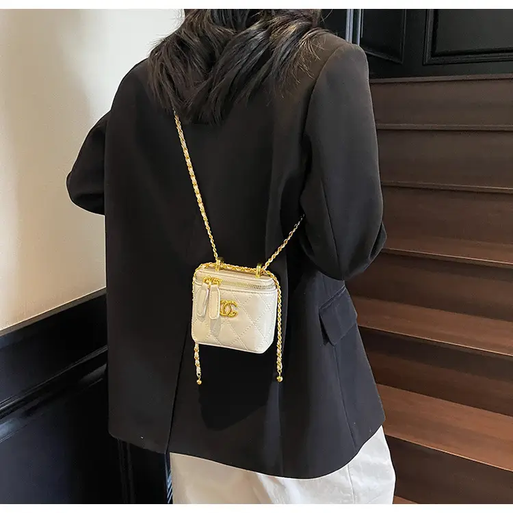Mini Crossbody Bag Women Chain Shoulder Strap Cream — feature 21