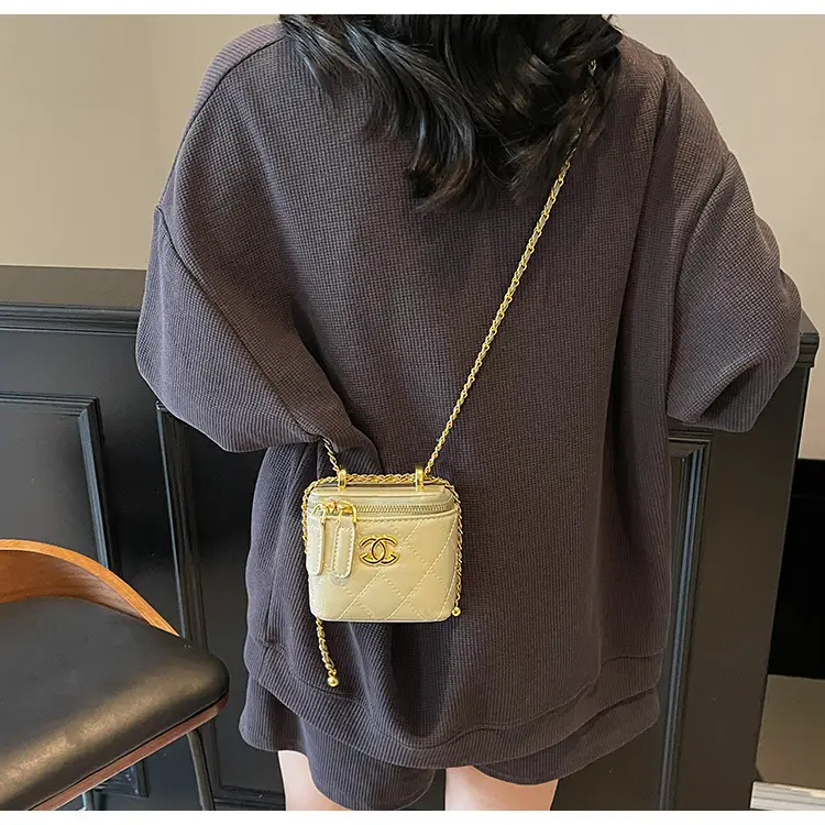 Mini Crossbody Bag Women Chain Shoulder Strap Cream — feature 34