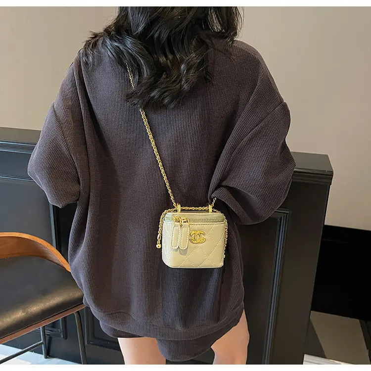 Mini Crossbody Bag Women Chain Shoulder Strap Cream — feature 36