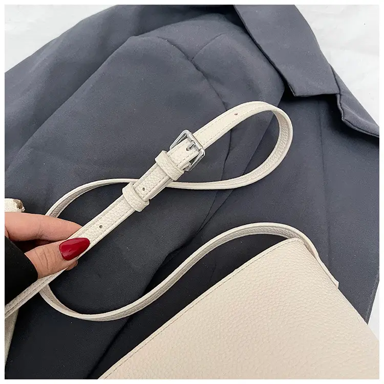Women Textured Crossbody Bag White Adjustable Strap — feature 10