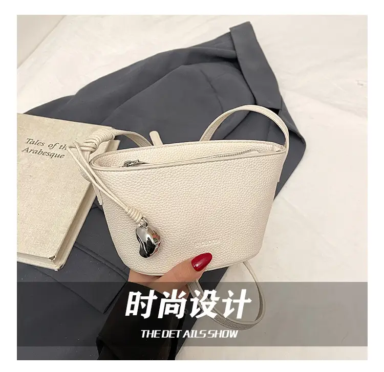 Women Textured Crossbody Bag White Adjustable Strap — feature 7