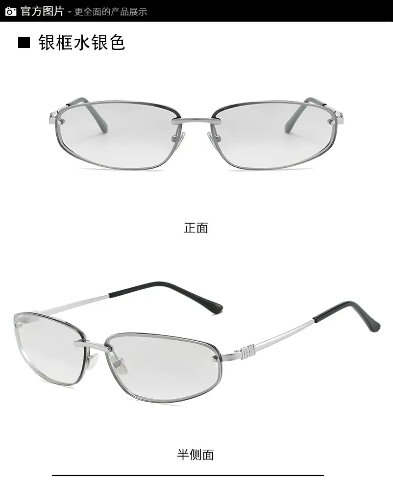Women's Blue Mirror Finish Metal Sunglasses — feature 14