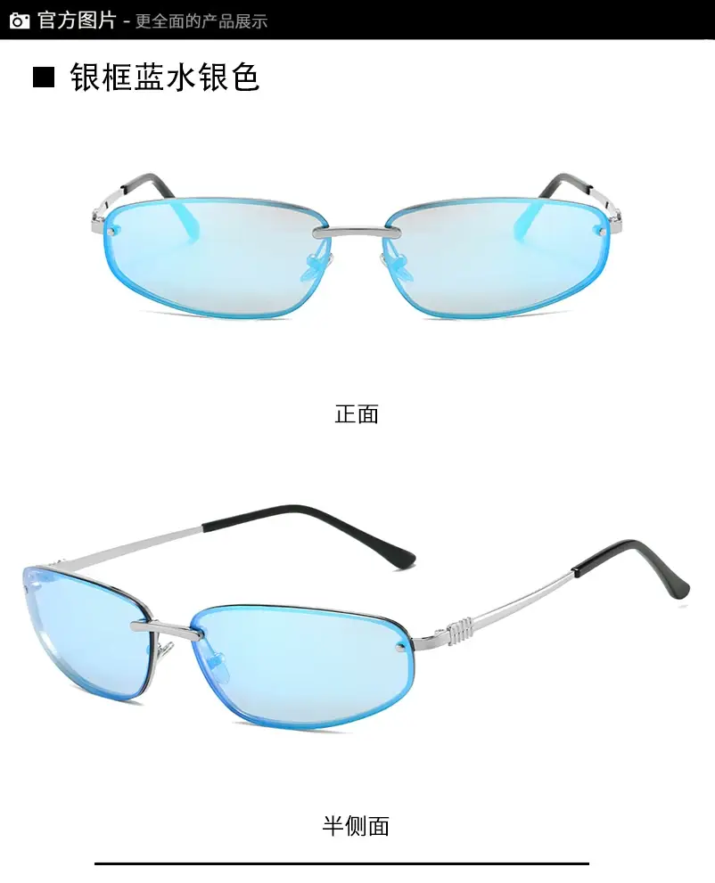 Women's Blue Mirror Finish Metal Sunglasses — feature 17